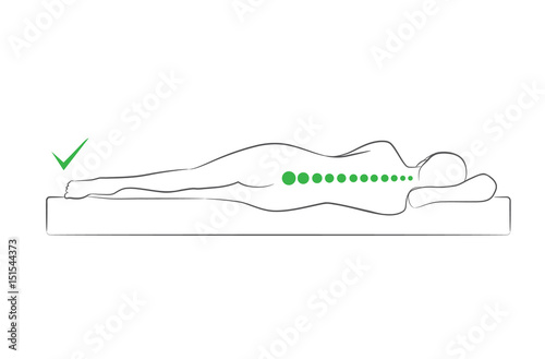 The correct spine alignment when sleeping by on the side sleeping position.