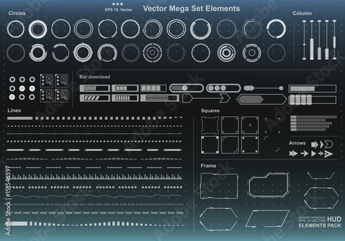 set of black and white infographic elements