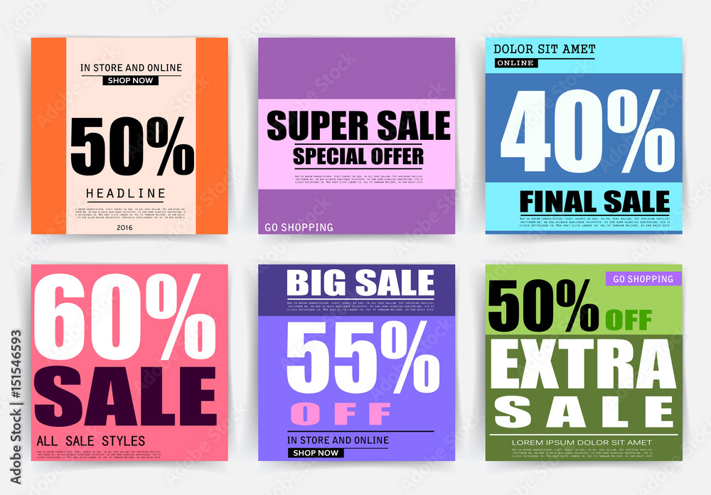 Obraz premium Sale banner templates, posters, email and newsletter designs. Set of season sale templates