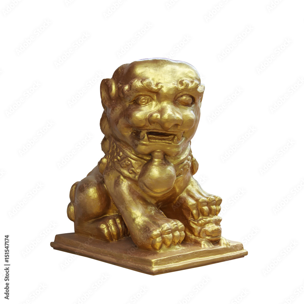 golden lion Chinese on isolate background and clipping path. golden lion Chinese on isolate background and clipping path.