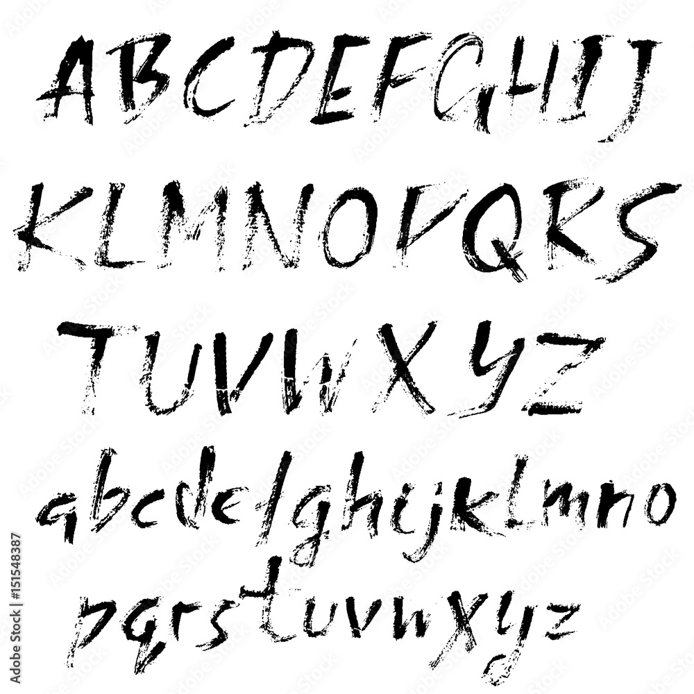 Hand drawn dry brush font. Modern brush lettering. Grunge style alphabet. Vector illustration. Hand drawn dry brush font. Modern brush lettering. Grunge style alphabet. Vector illustration.