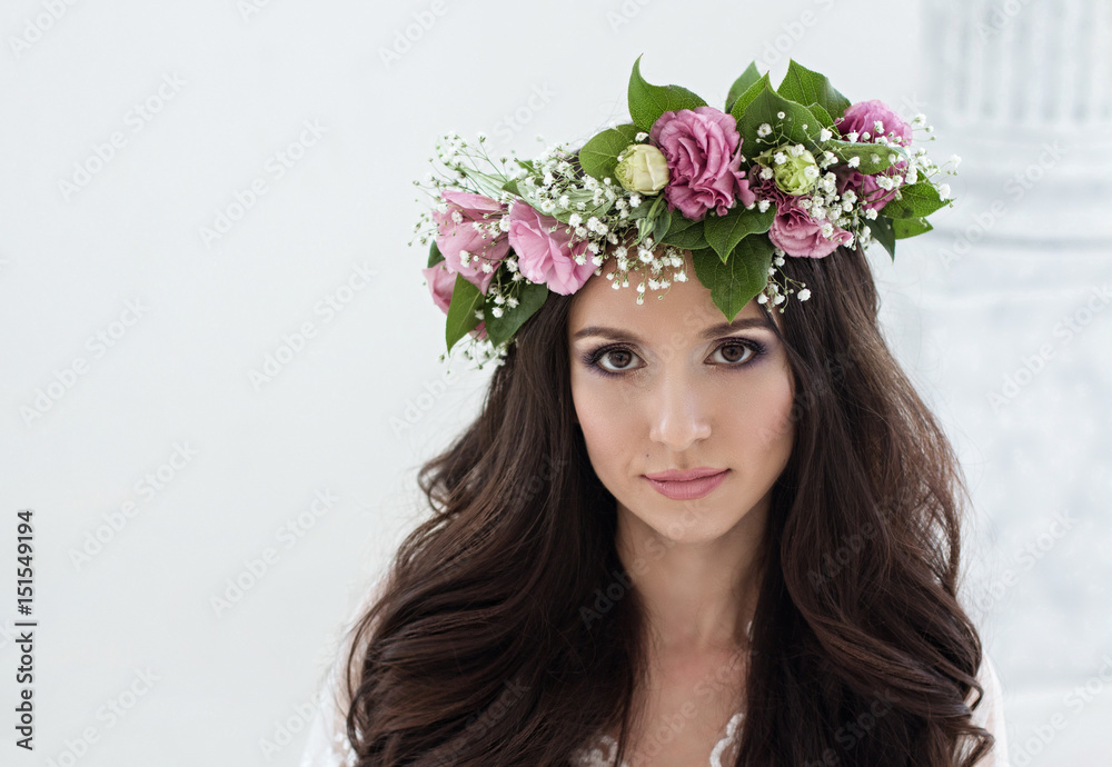 Portrait of beautiful bride. Wedding decoration Portrait of beautiful bride. Wedding decoration