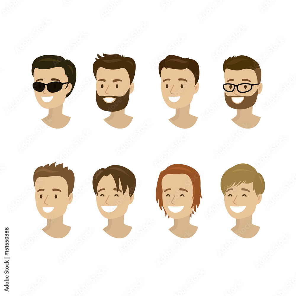Male avatars and characters collection,isolated on white background Male avatars and characters collection,isolated on white background