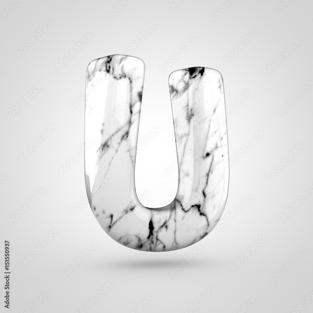 Glossy marble alphabet letter U uppercase isolated on white background. Glossy marble alphabet letter U uppercase isolated on white background.