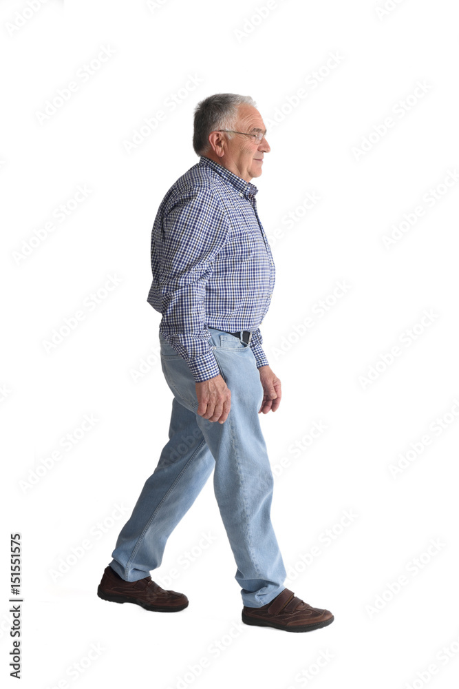 Naklejka premium Full portrait walking on a white background