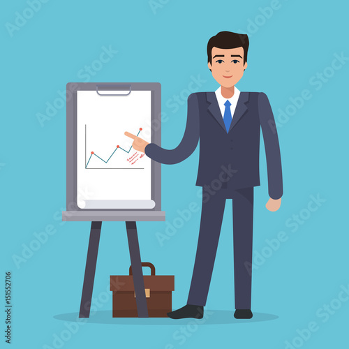 Business man with white board