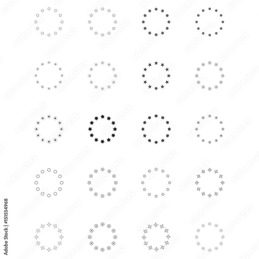 Vector icon of various colorful shape forming a circle