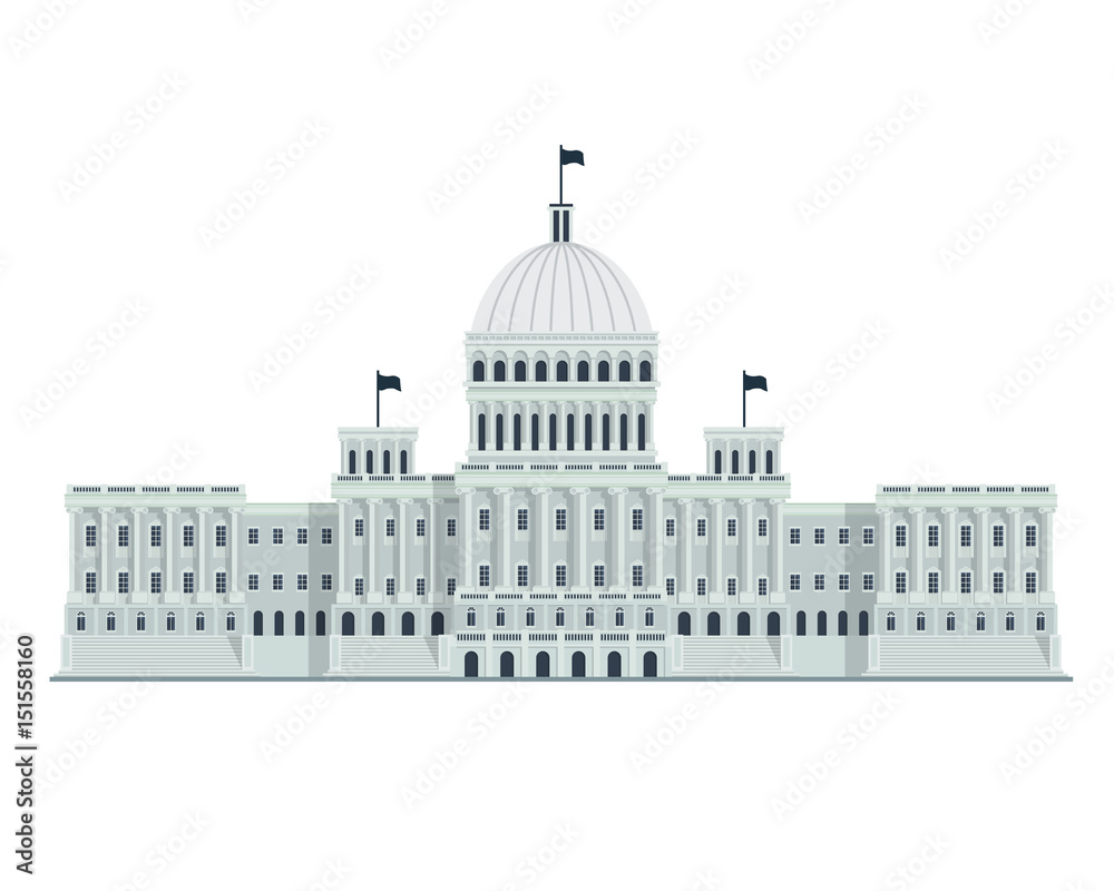 Modern Flat Famous Government Building, Suitable for Diagrams, Infographics, Illustration, And Other Graphic Related Assets - Washington DC Capitol Building