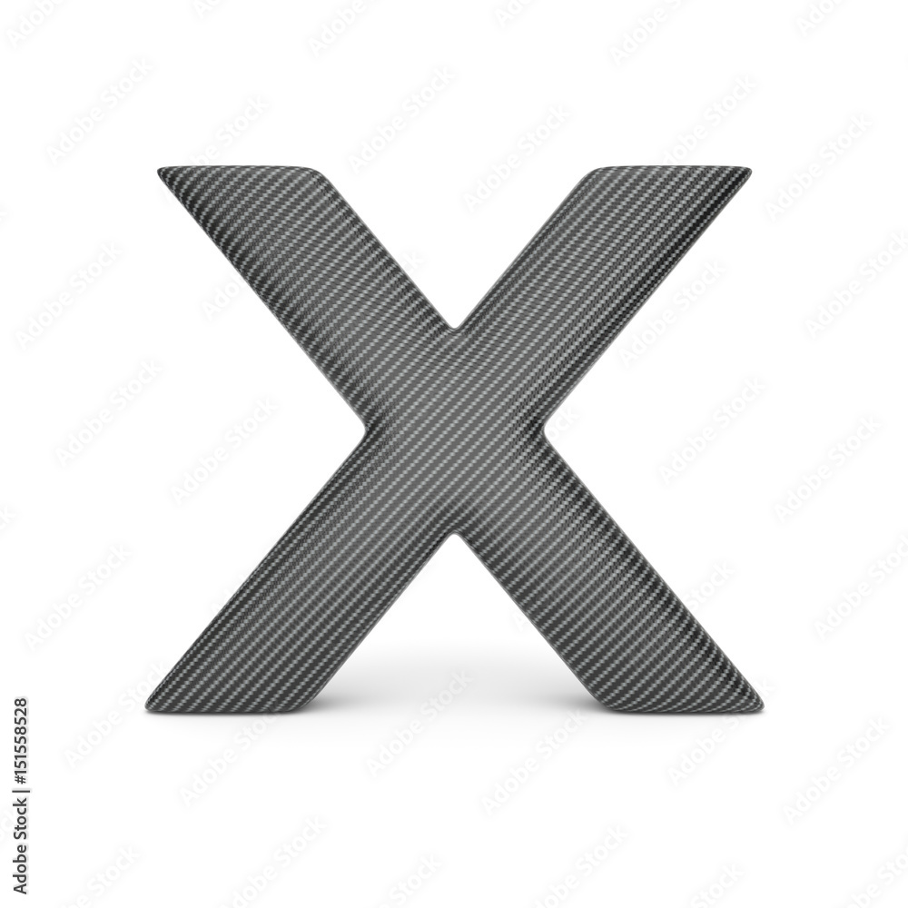 Fototapeta premium Alphabet made of Carbon fiber, letter X. 3D illustration