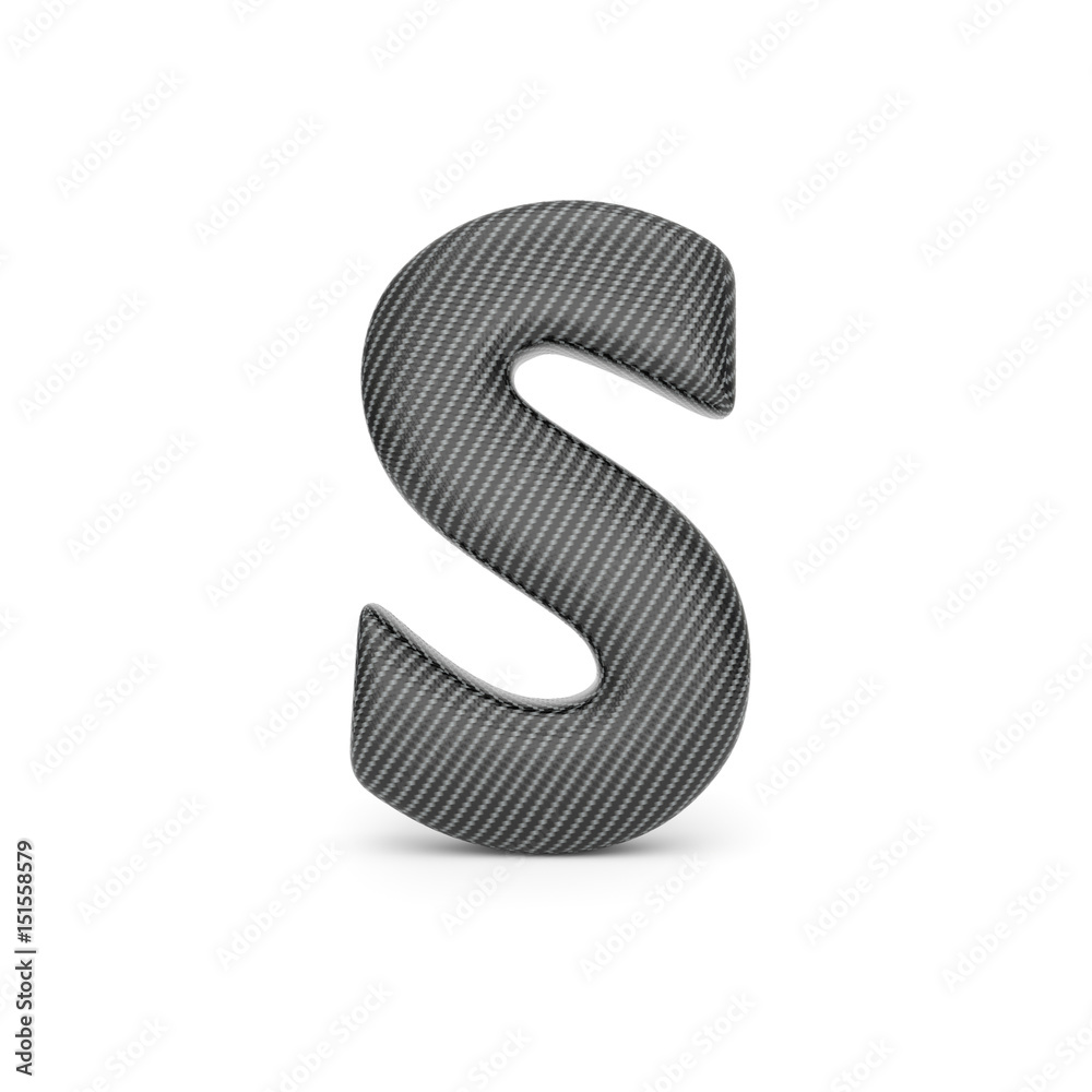 Naklejka premium Alphabet made of Carbon fiber, letter S. 3D illustration