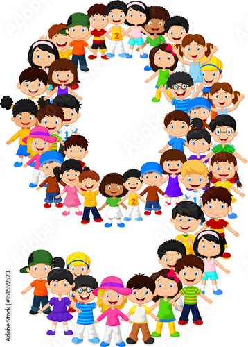 Little kids form number nine