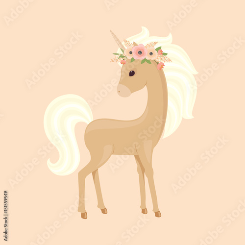 Unicorn in floral wreath