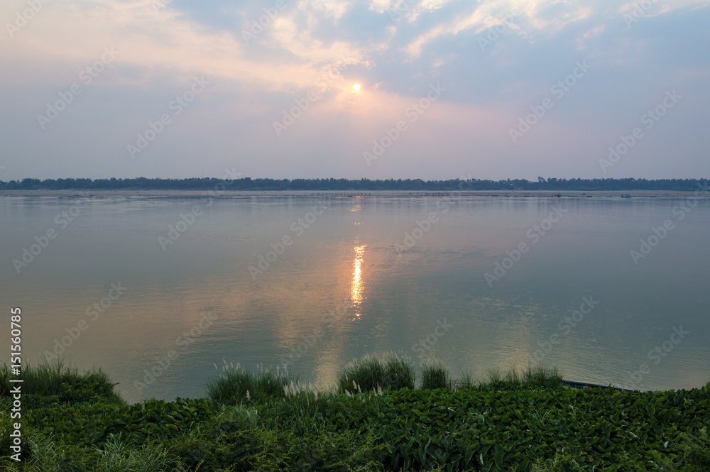 Mekong river at sunset time view in Kratie, Cambodia