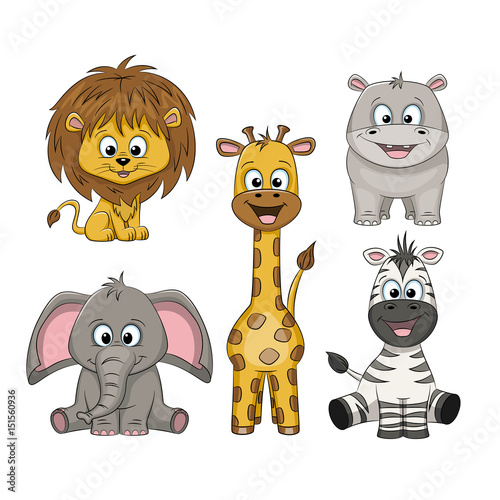 Fototapeta Naklejka Na Ścianę i Meble -  Set of different cute wild animals