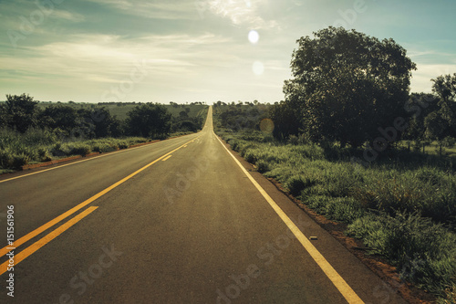 Vintage toned Highway with fields around