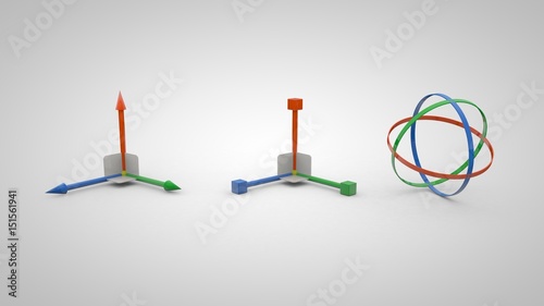 3D illustration of move, scale and rotation gizmo tools photo