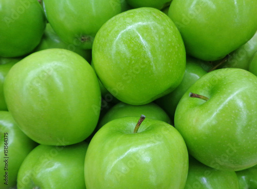 Closed Up Pile of Vivid Green Apples, for Background, Banner 