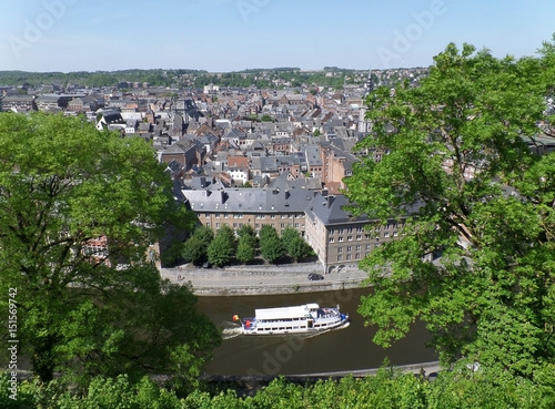 Impressive cityscape of Namur, view from the Citadel of Namur, Wallonia regeion, Belgium 