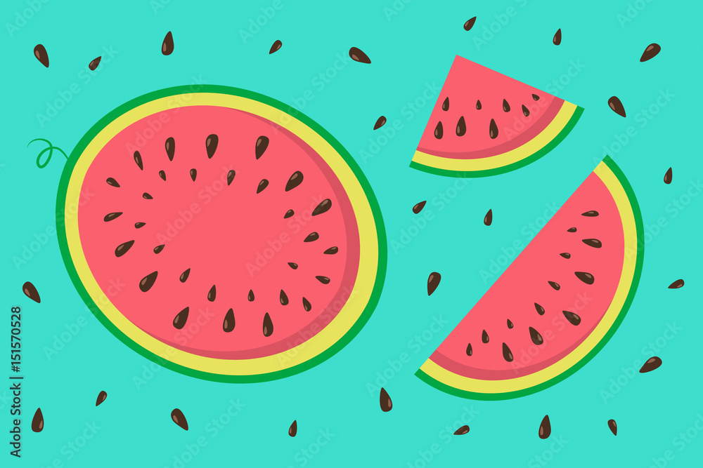 Set of watermelons on blue background. Vector. Set of watermelons on blue background. Vector.