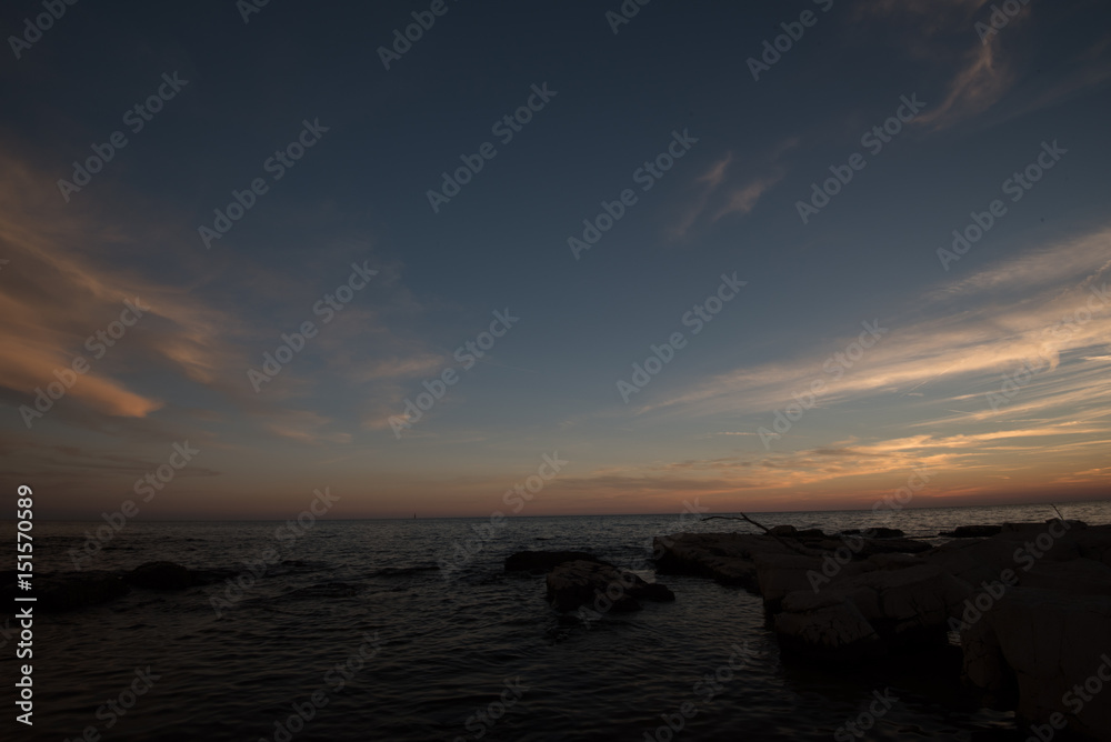 Sunset on the Adriatic  Sea in Croatia, Europe