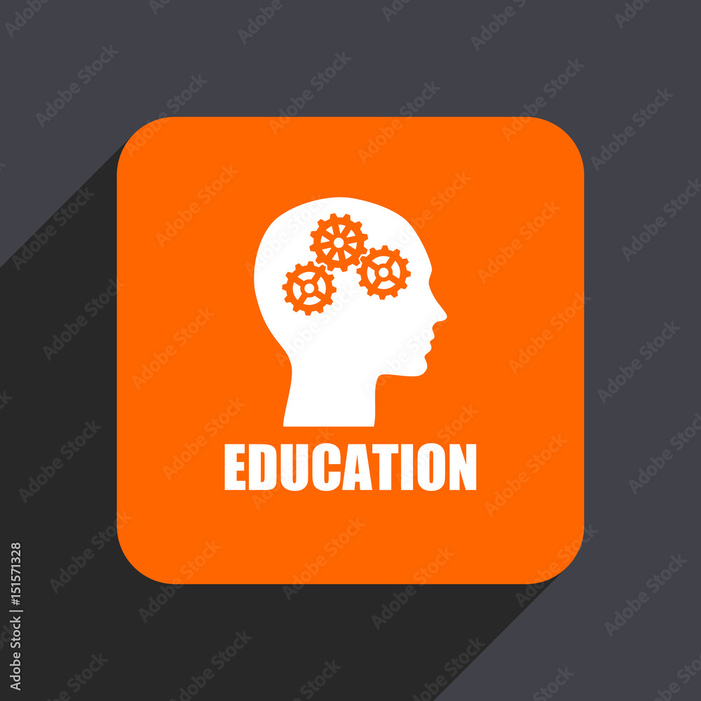 Education orange flat design web icon isolated on gray background Education orange flat design web icon isolated on gray background