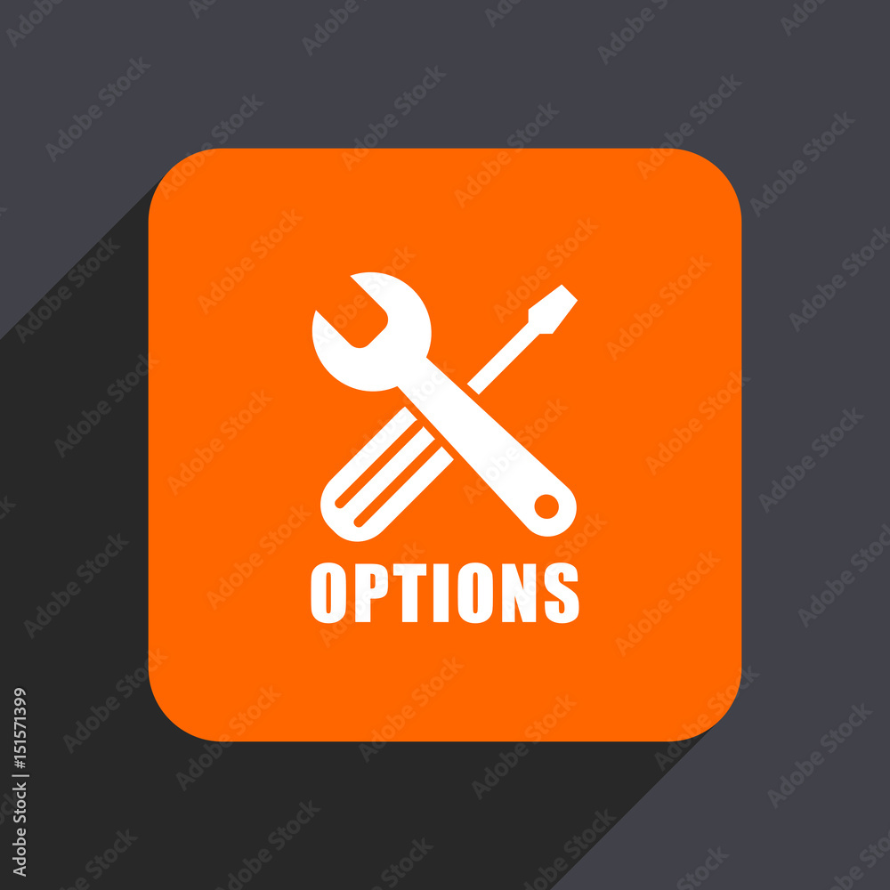 Options orange flat design web icon isolated on gray background Options orange flat design web icon isolated on gray background