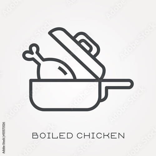 Line icon boiled chicken