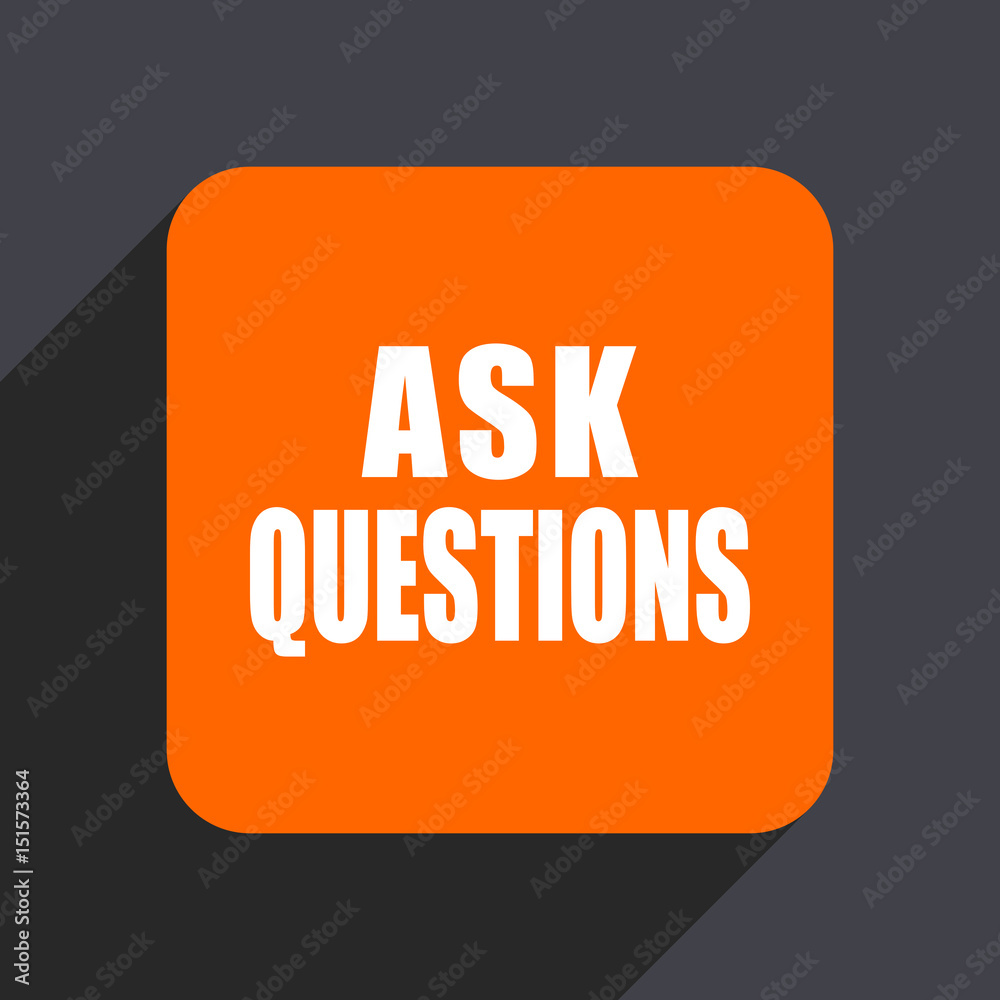 Ask questions orange flat design web icon isolated on gray background Ask questions orange flat design web icon isolated on gray background