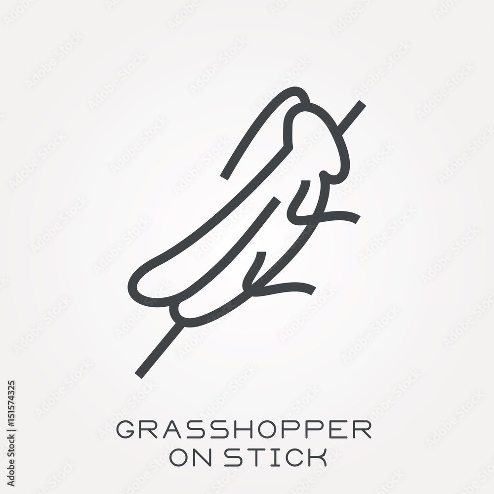 Line icon grasshopper on stick