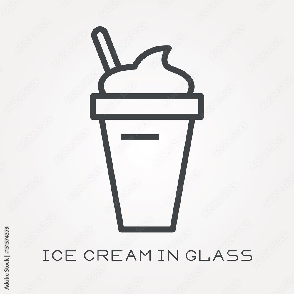 Line icon ice cream in glass Line icon ice cream in glass