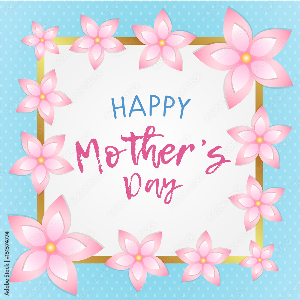 Mother's Day design with glossy flowers. Vector.