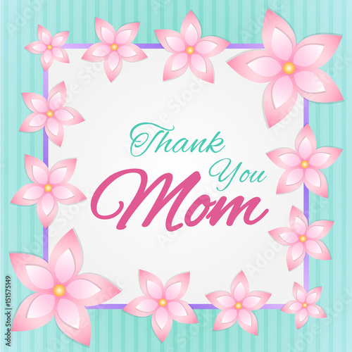 Mother s Day design with glossy flowers. Vector.