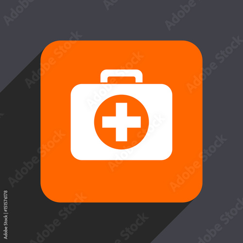 First aid orange flat design web icon isolated on gray background