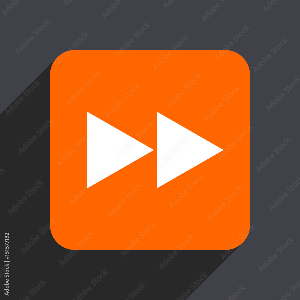 Rewind orange flat design web icon isolated on gray background Rewind orange flat design web icon isolated on gray background