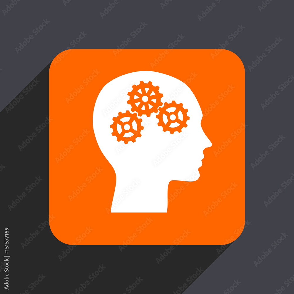 Head orange flat design web icon isolated on gray background Head orange flat design web icon isolated on gray background