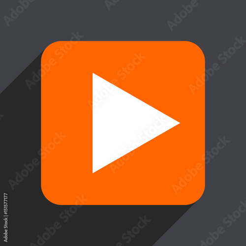 Free Download Play orange flat design web icon isolated on gray background - GFXLoad