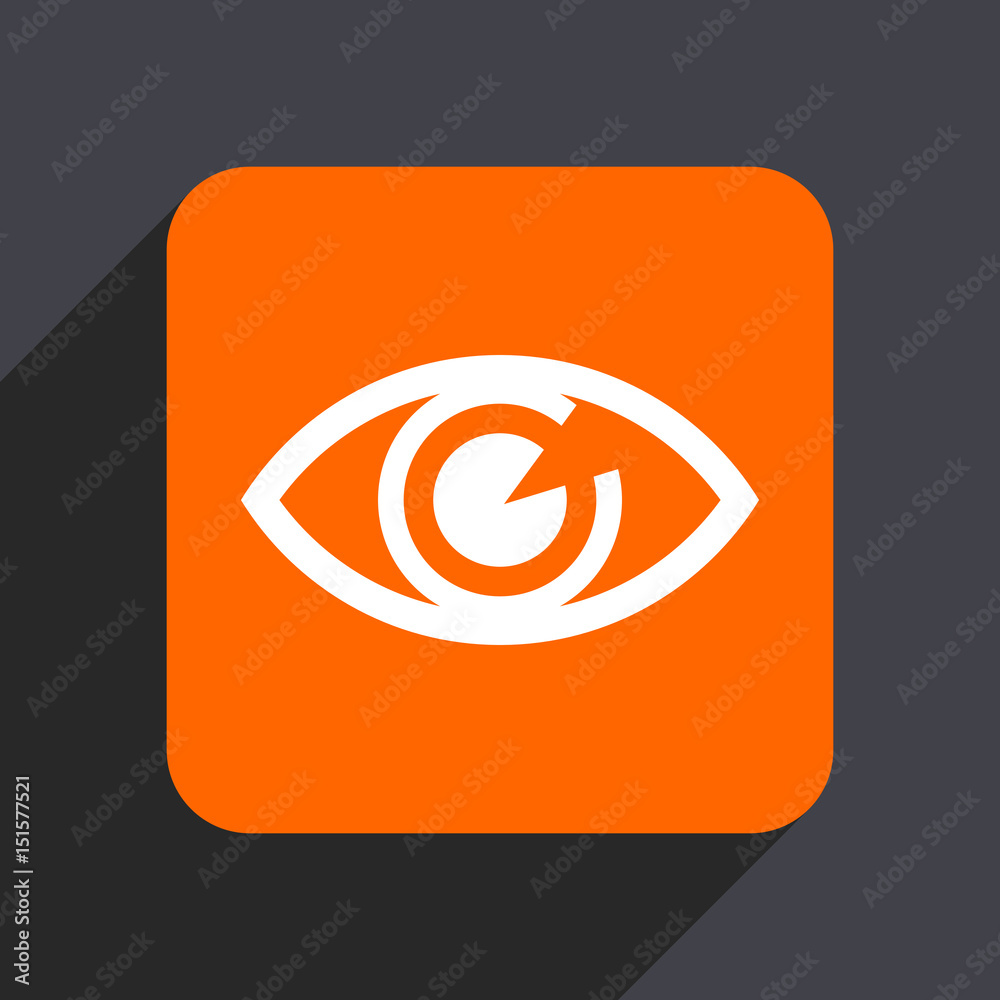 Fototapeta premium Eye orange flat design web icon isolated on gray background