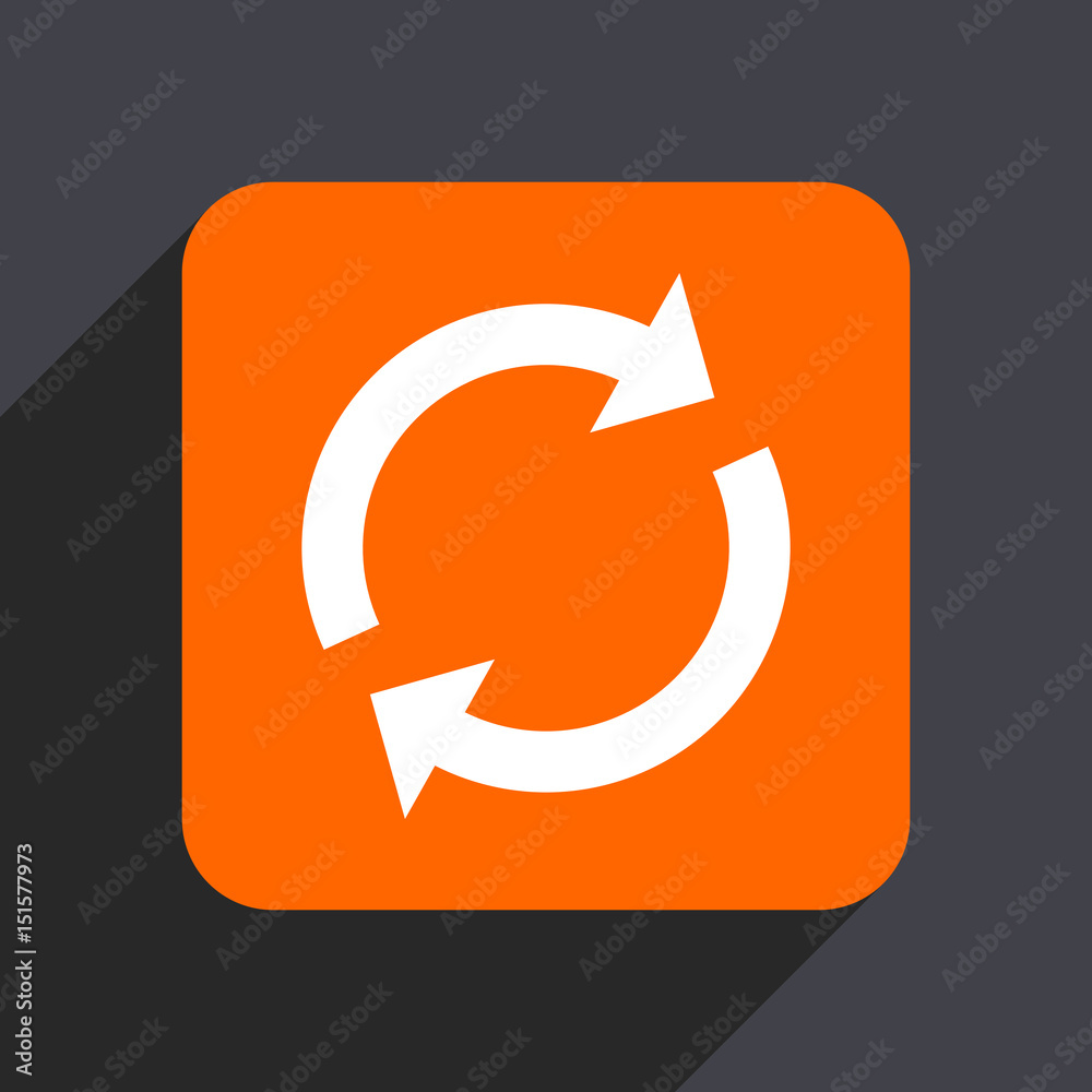 Reload orange flat design web icon isolated on gray background Reload orange flat design web icon isolated on gray background