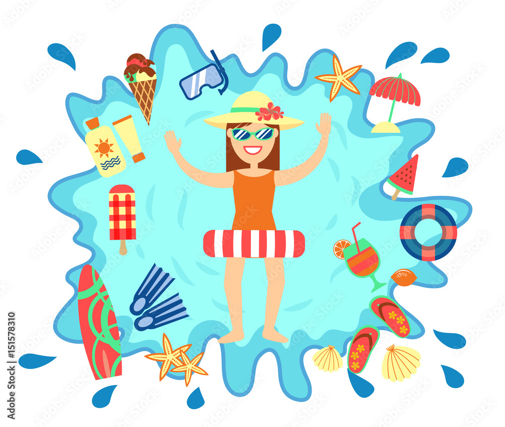 Naklejka premium Beach summer splash fun concept