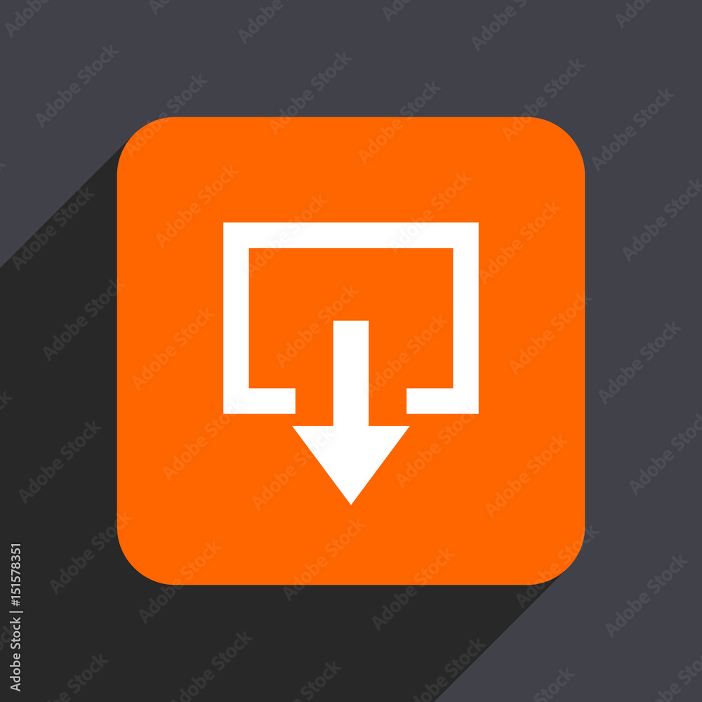Exit orange flat design web icon isolated on gray background Exit orange flat design web icon isolated on gray background
