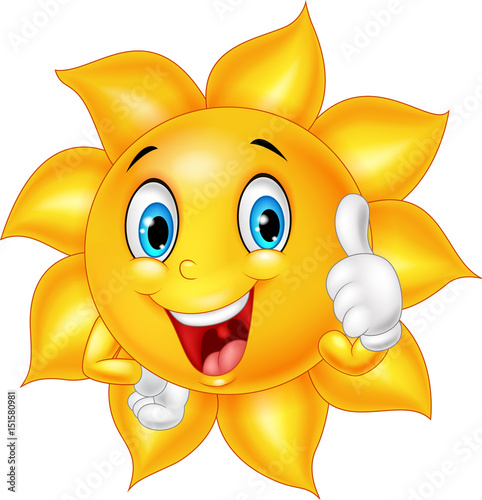 Cartoon smiling sun giving thumb up