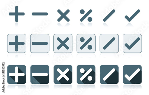Rechenzeichen, plus, minus, mal, geteilt, check