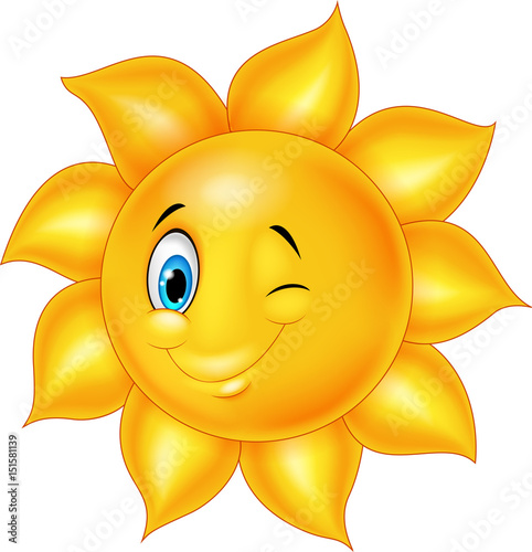 Cartoon sun with eye blinking