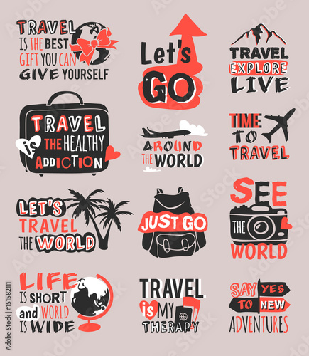 Travel motivation badge vector logo.