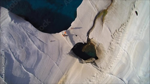 Drone flight over Sarakiniko on the Island of Milos. Flight recorded in UHD and optimized for the resolution of 1920x1080.