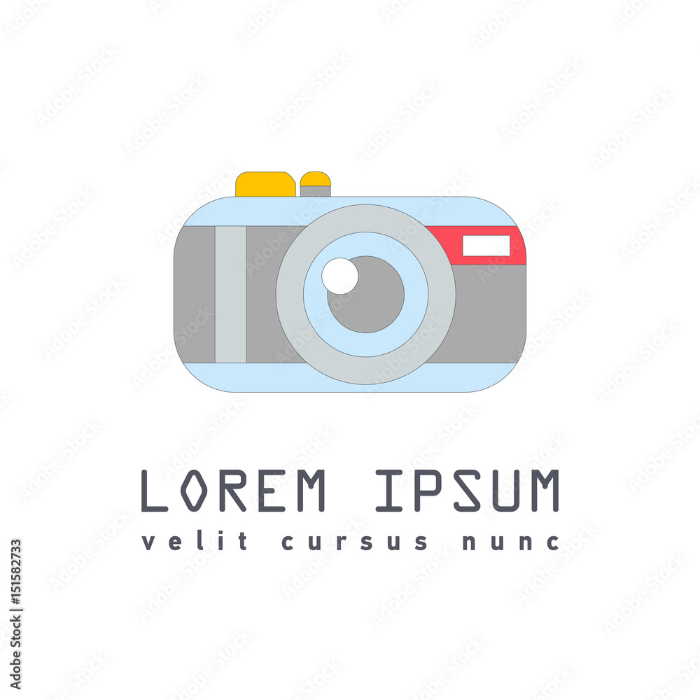 Flat vector icon with retro analog film camera Flat vector icon with retro analog film camera
