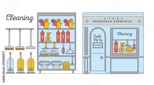 Flat illustration rack of home appliance