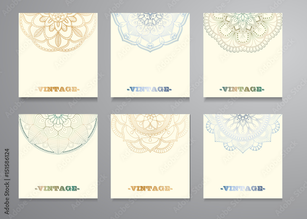 Business Cards. Vintage decorative elements. Ornamental floral business cards, oriental pattern, vector illustration. Islam, Arabic, Indian, turkish, pakistan, chinese, ottoman motifs.