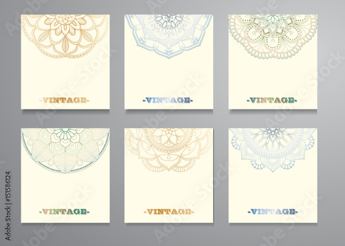 Business Cards. Vintage decorative elements. Ornamental floral business cards, oriental pattern, vector illustration. Islam, Arabic, Indian, turkish, pakistan, chinese, ottoman motifs.