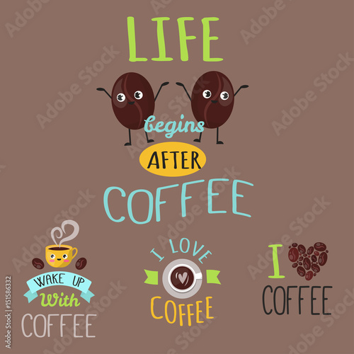 Coffee badge food design hand drawn calligraphic lettering restaurant sticker...
